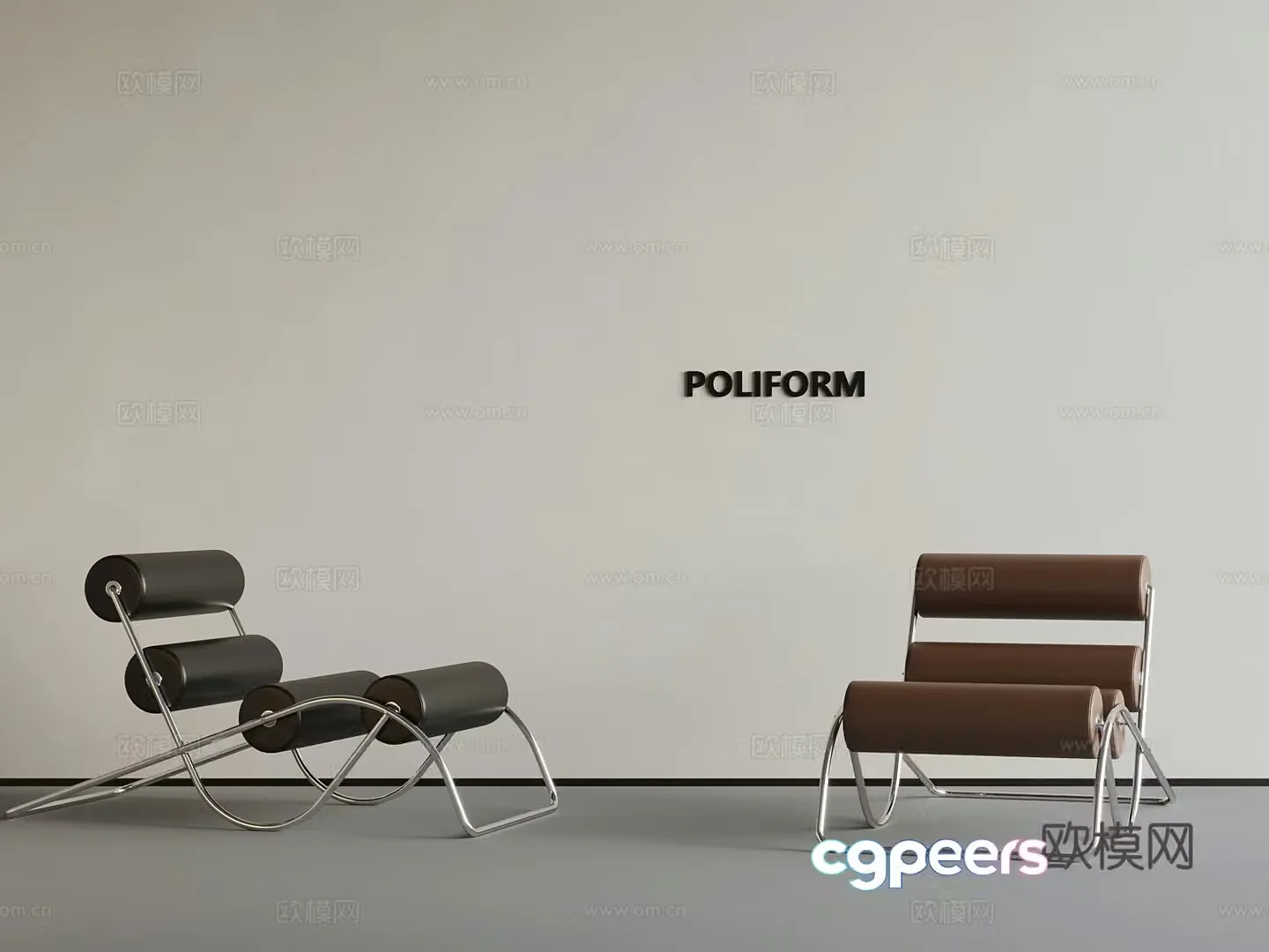Modern roller casual lounge chair 3d model