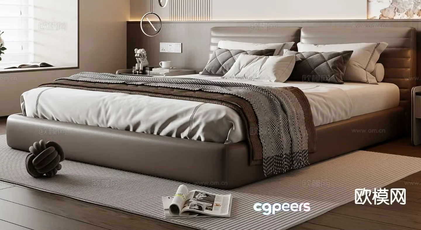 Italian double bed 3d model