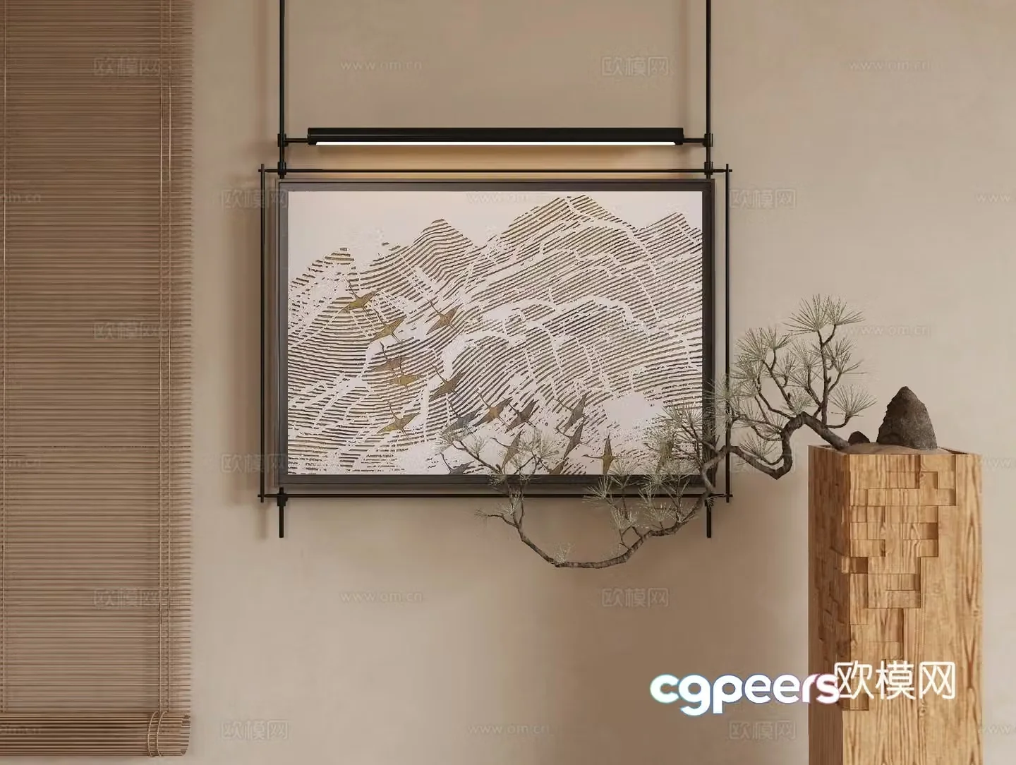 New Chinese texture painting decorative painting 3D model