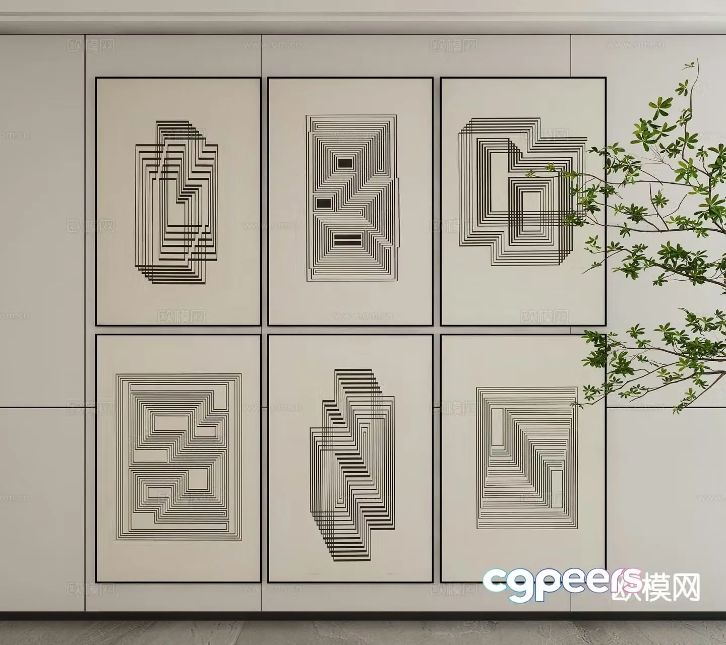 Modern art painting abstract painting decorative painting 3d model