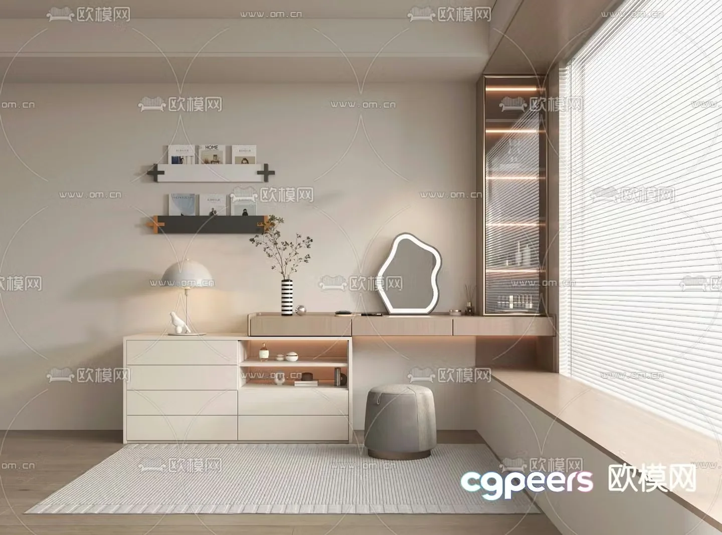 Cream style dresser 3d model