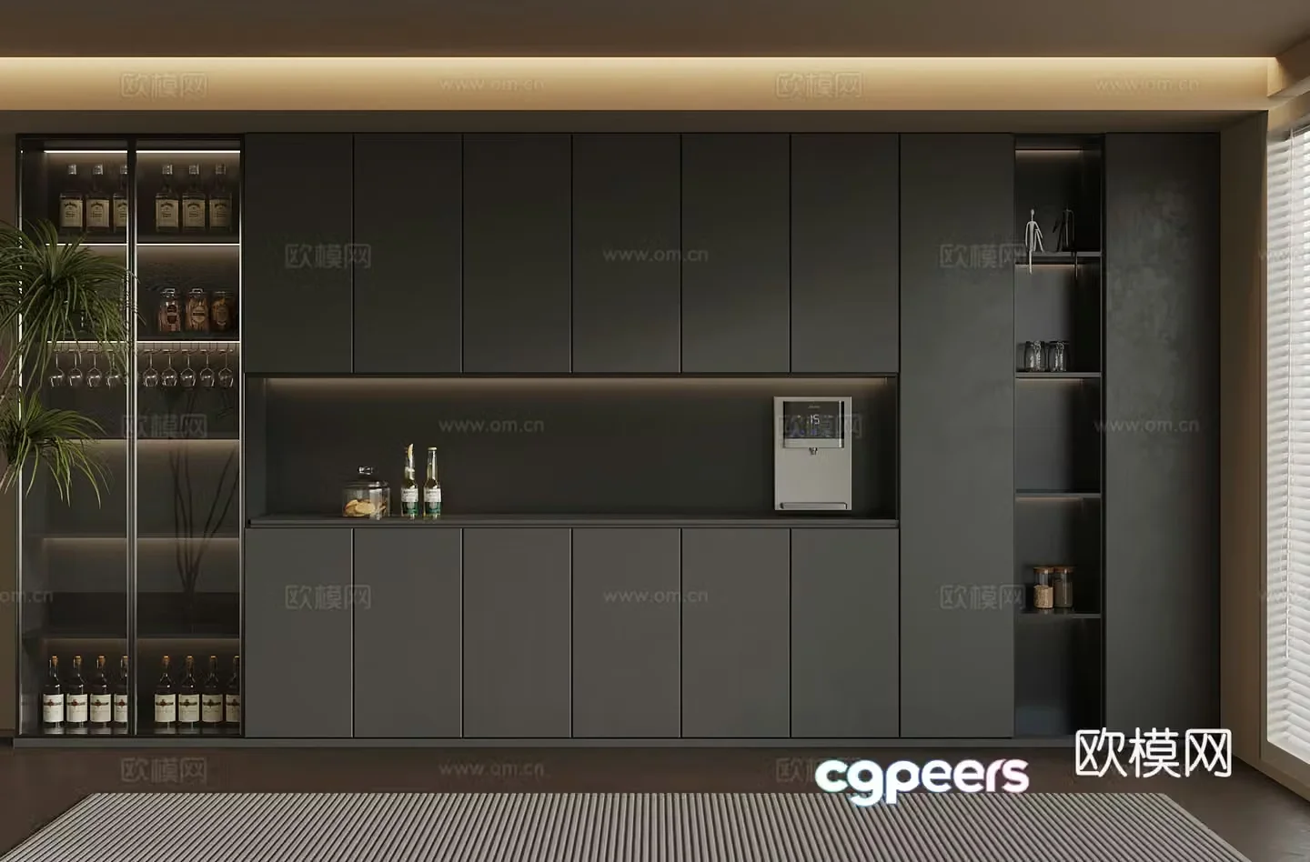 Modern wine cabinet jewelry ornaments 3D model
