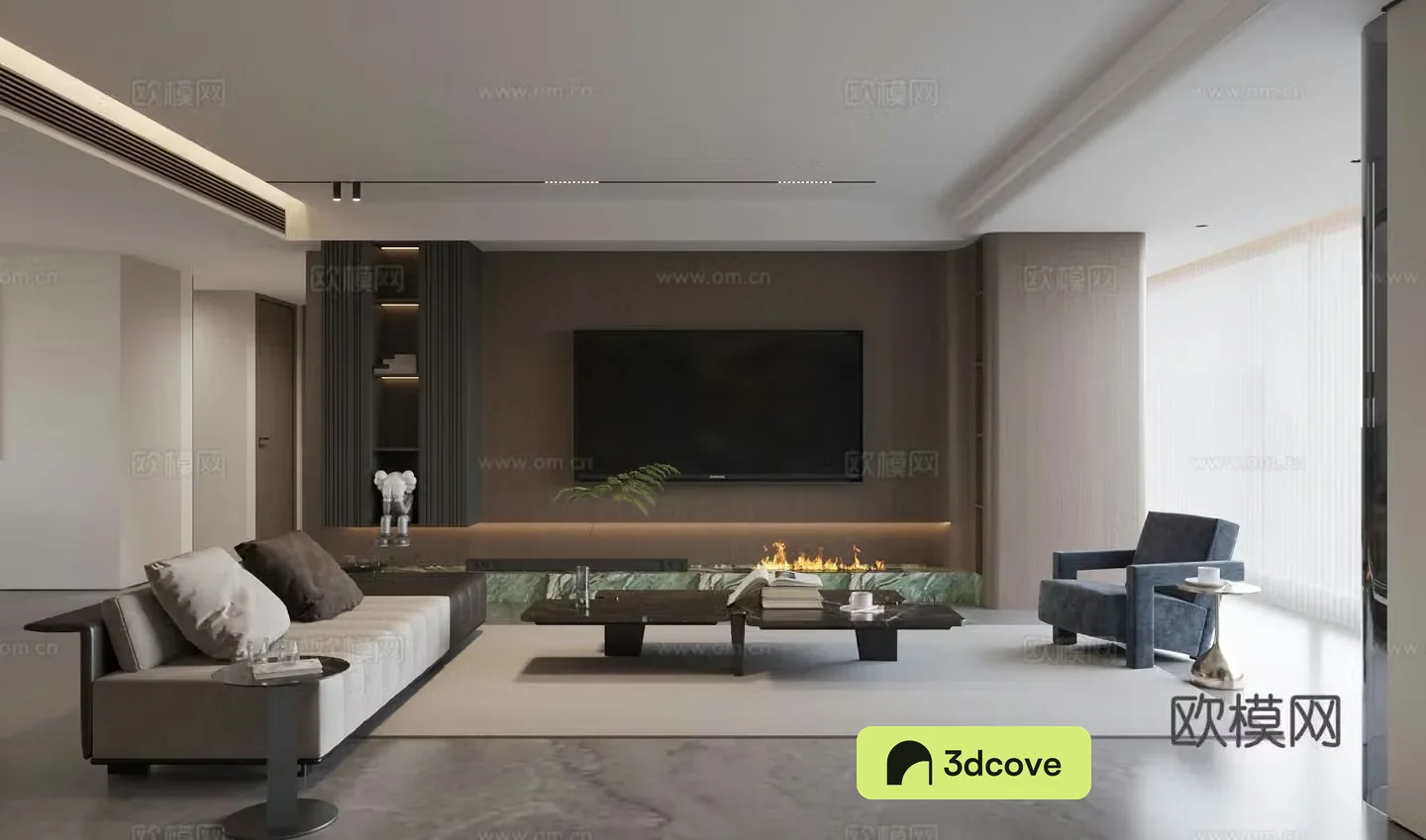 Italian home living room large and small living room sofa and coffee table combination TV background wall
