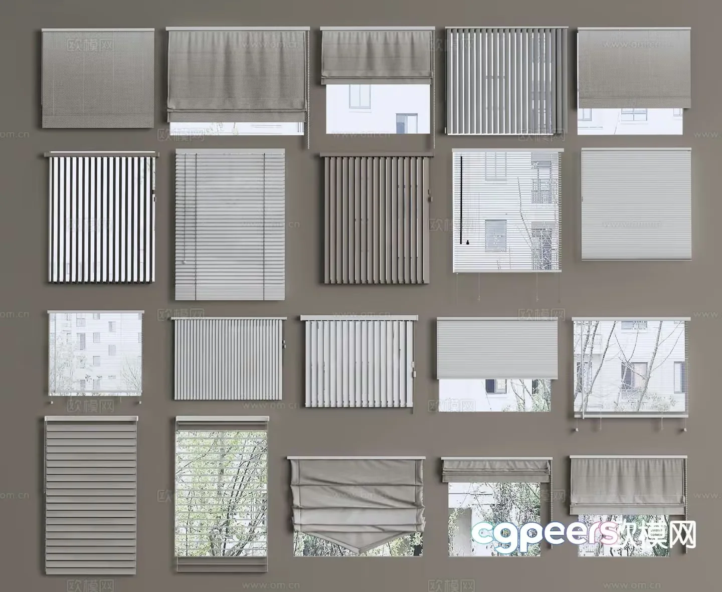 Gray Window Treatments 3D Model – 4266 – VRAY Render