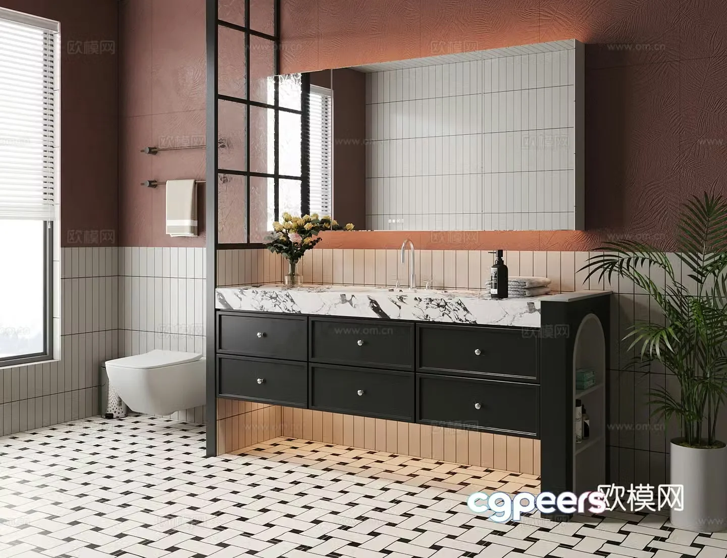 French bathroom cabinet bathroom mirror 3d model