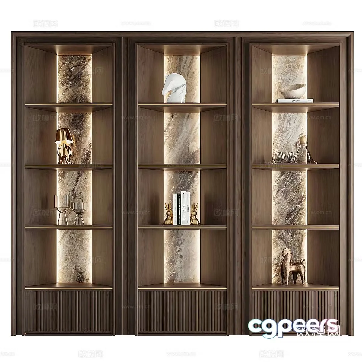 New Chinese style light luxury decorative cabinet bookcase display cabinet 3D model