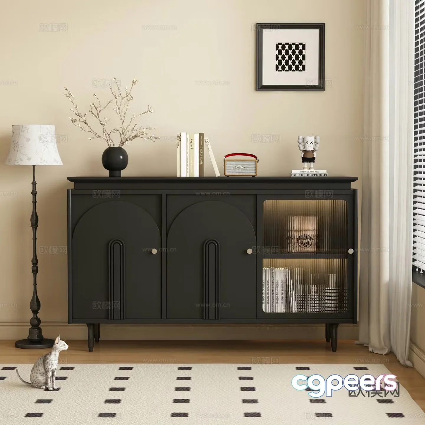 French entryway cabinet side cabinet 3d model