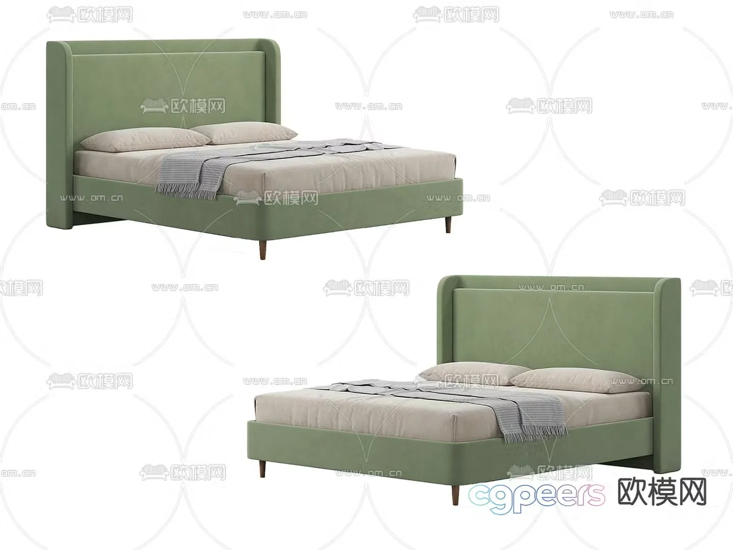 Nordic double bed 3d model