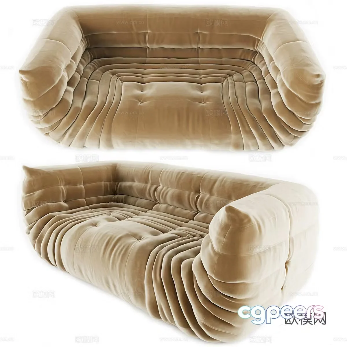 3d model of double sofa