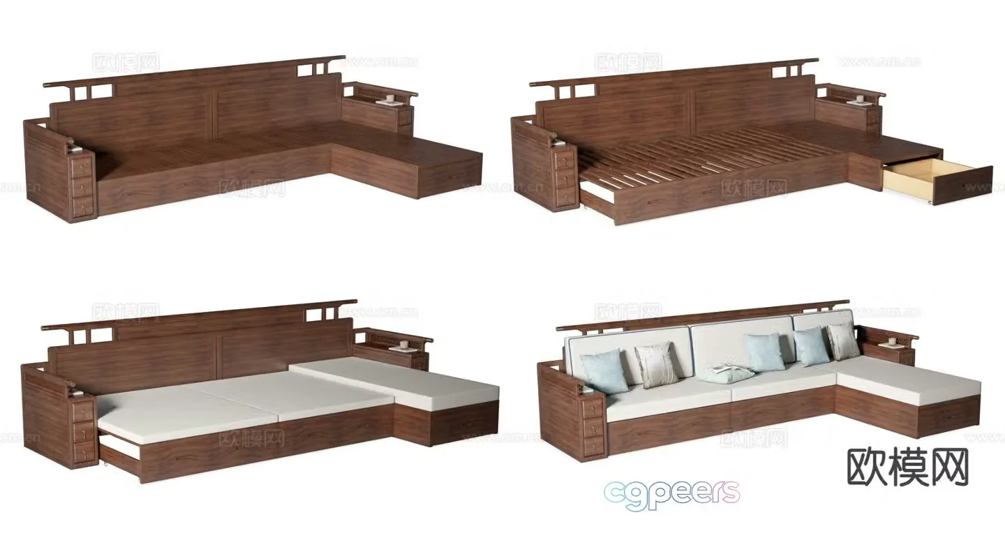 New Chinese style sofa bed 3d model