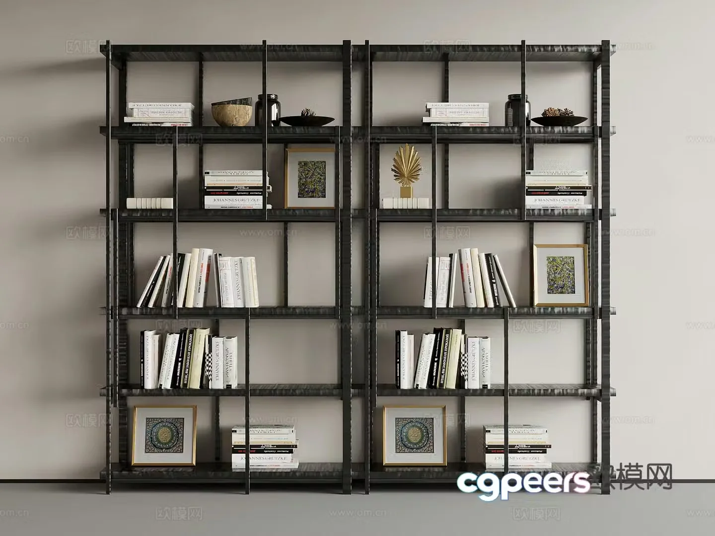 Bookshelf Retro style bookshelf Bookcase Decorative cabinet Shelf 3D model