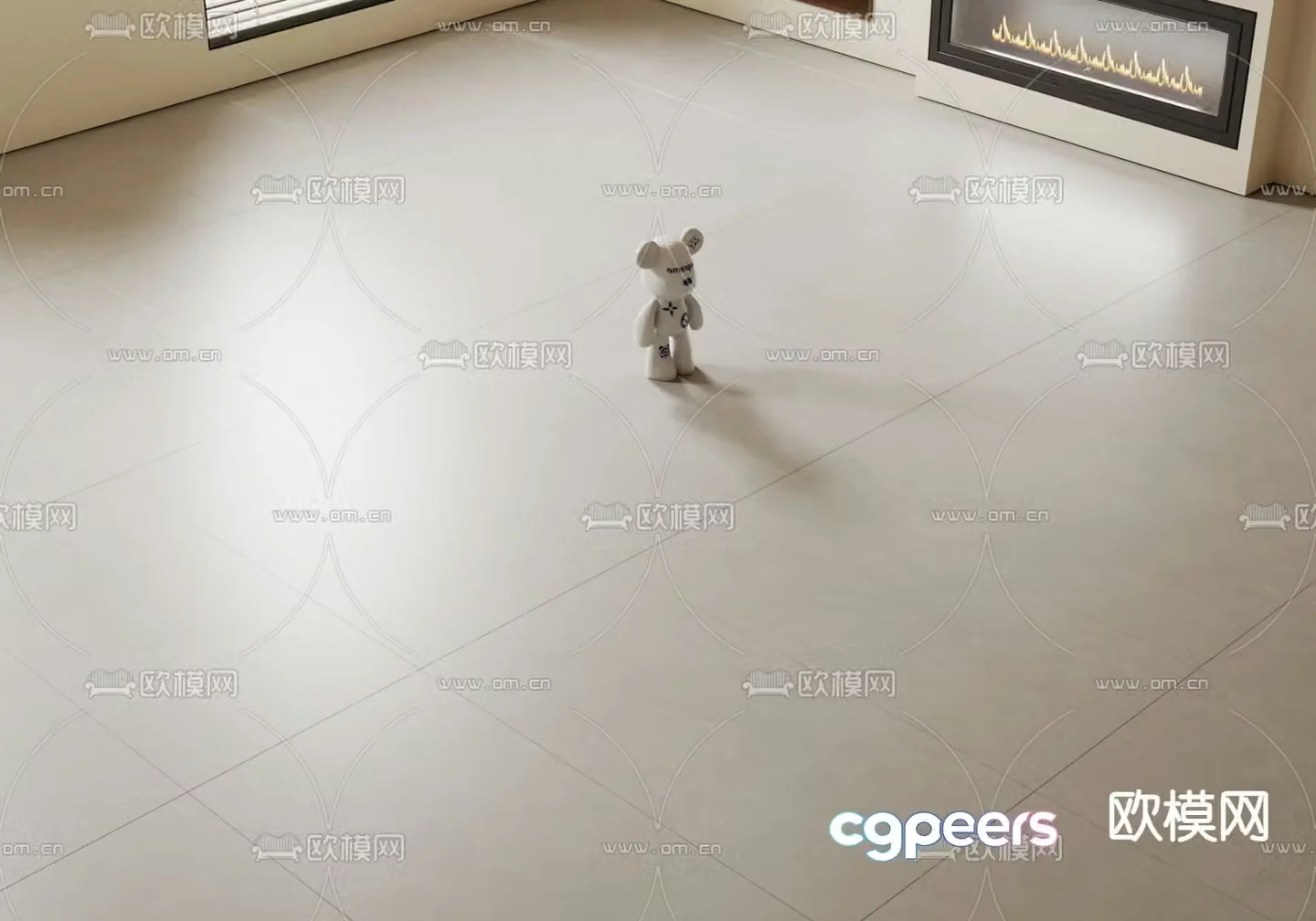 Light gray soft tiles matte tiles Warm floor tiles 3D model