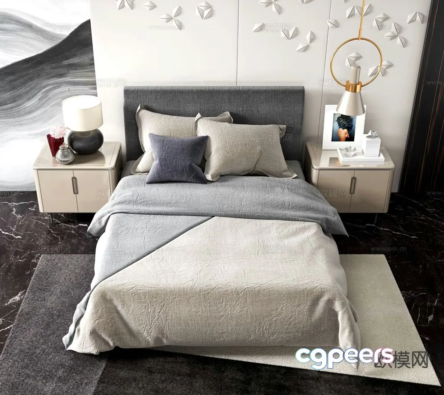 Nordic single bed 3d model