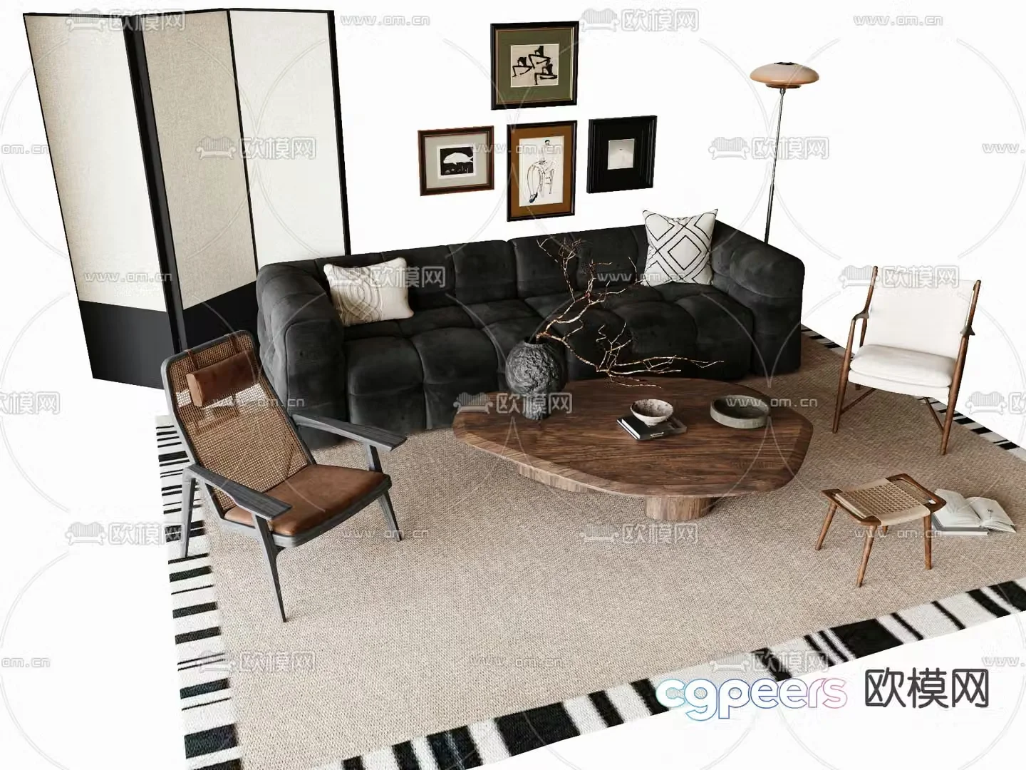 Medieval style modular sofa 3D model