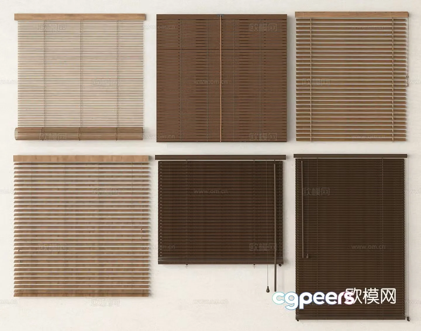 Venetian blinds bamboo curtains roller blinds pulling curtains 3D model