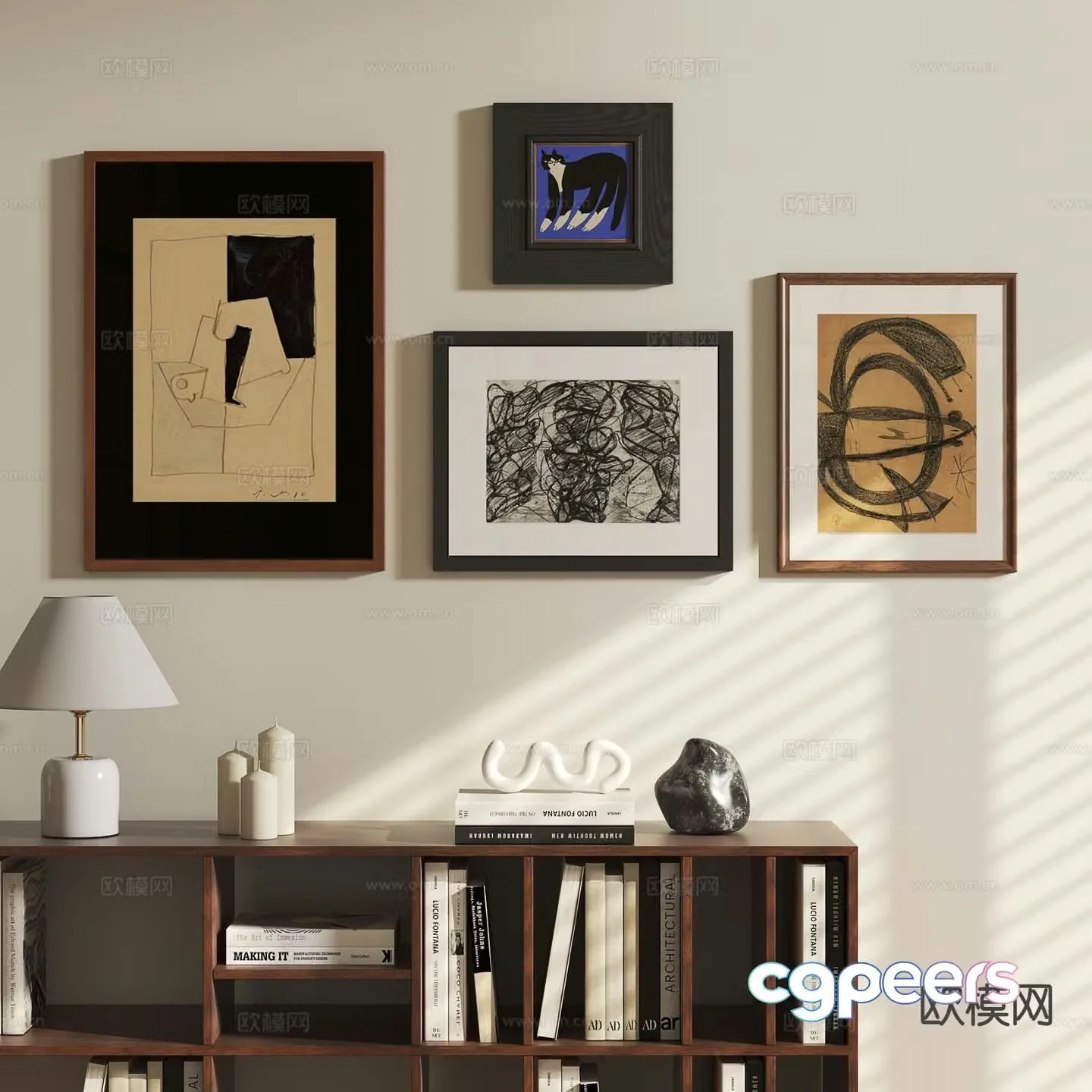 Medieval style abstract painting hanging painting 3d model