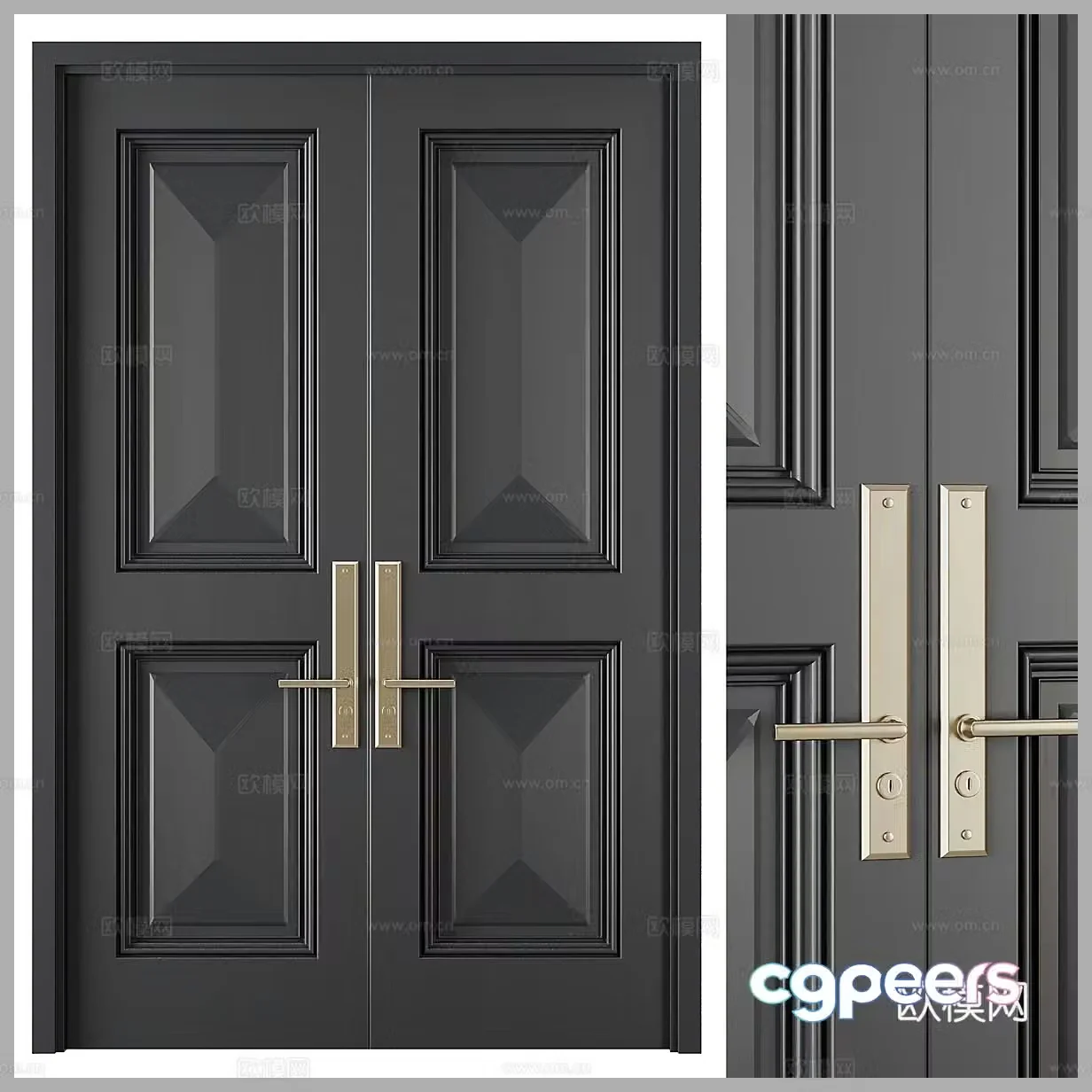 French double-opening door Classical double-opening door Retro double-opening door Courtyard door Villa door 3D model