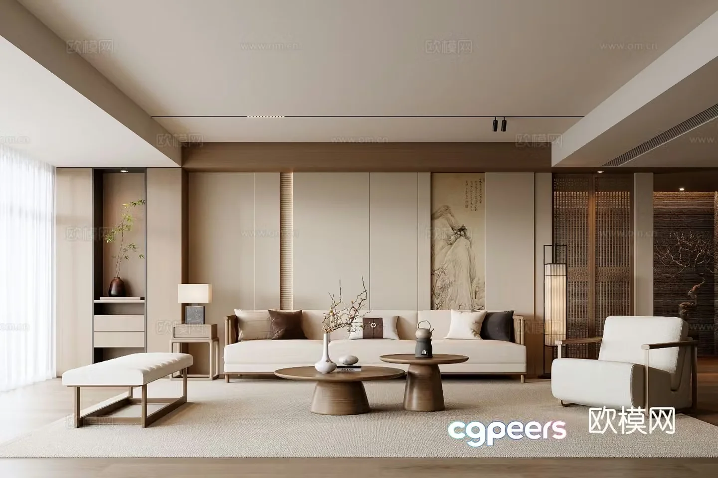 New Chinese style living room Song style living room 3D model