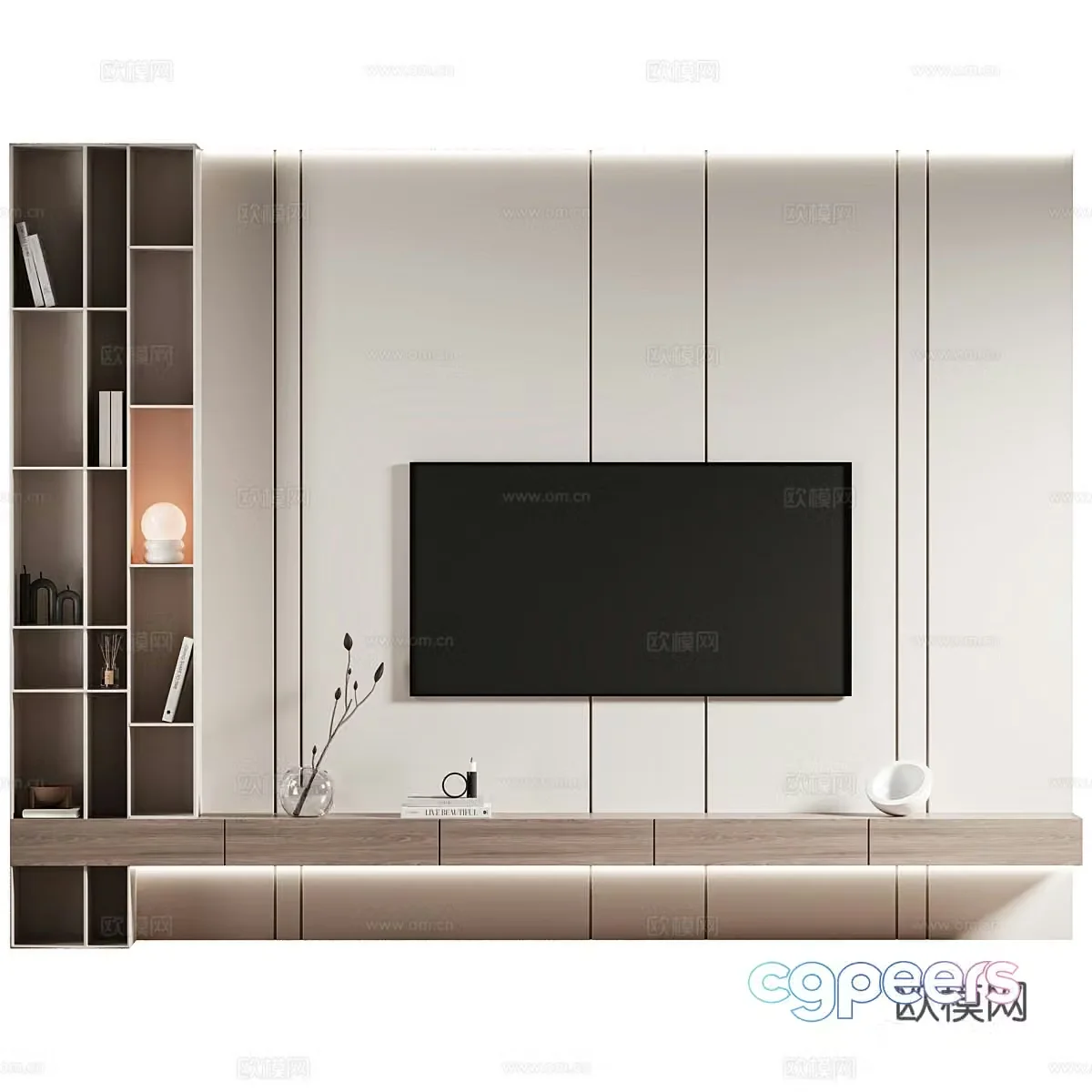 Modern minimalist TV background wall 3d model