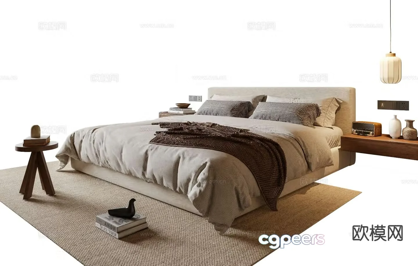 Wabi-sabi double bed 3d model