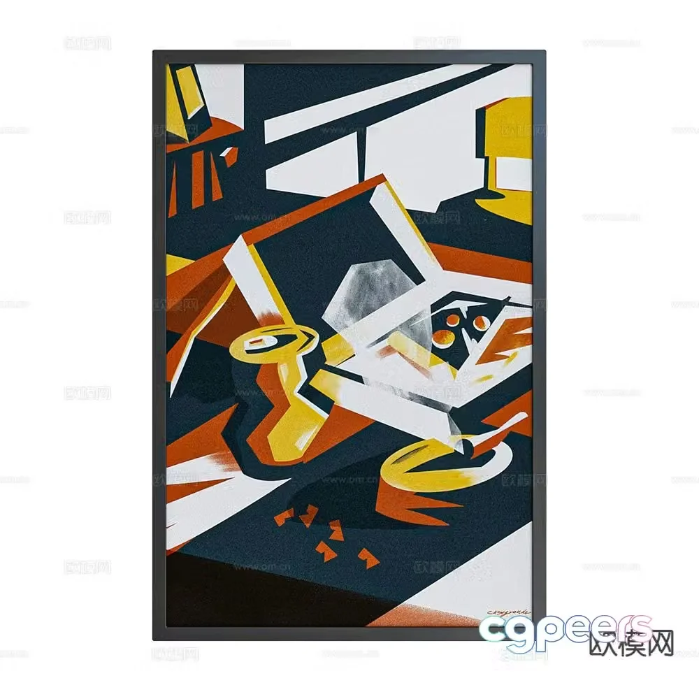 NC Design geometric hanging painting decorative painting 3d model