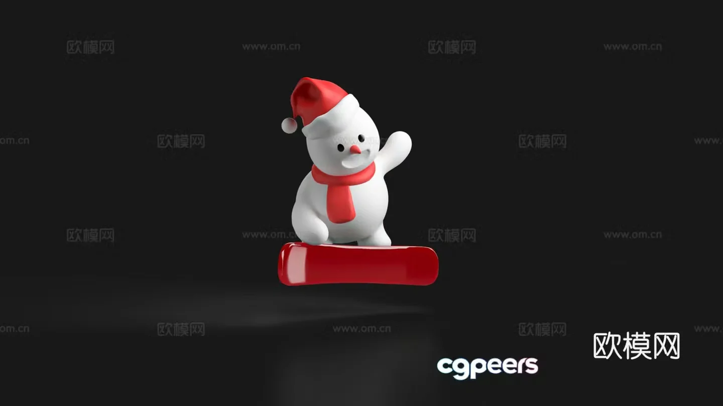 Snowman Christmas hat skateboard acrylic Christmas beauty 3d model