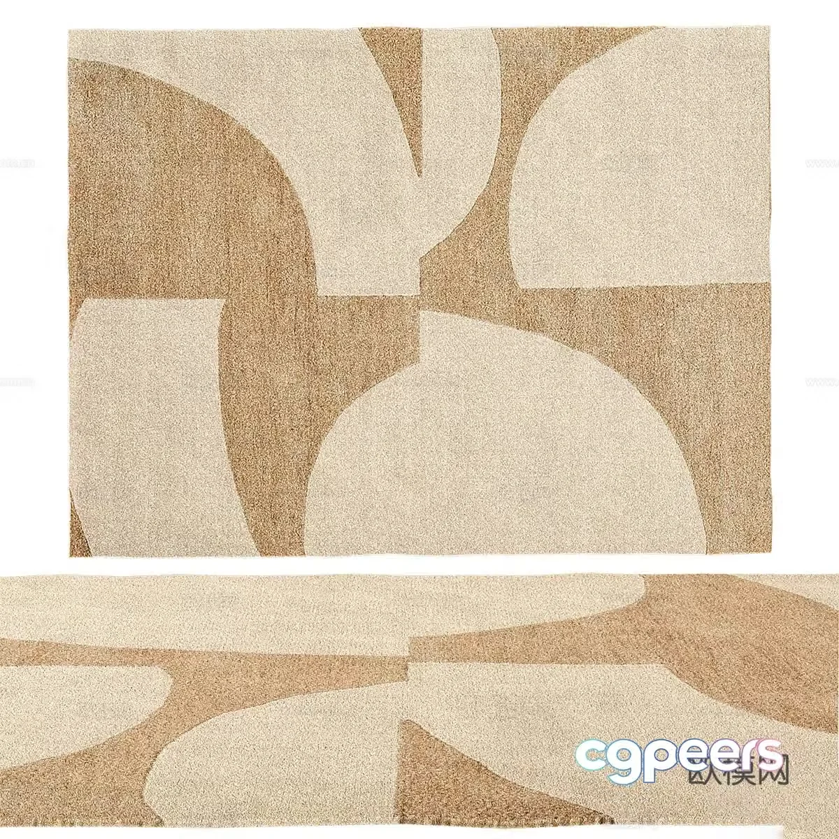 Modern creamy wool carpet 3d model