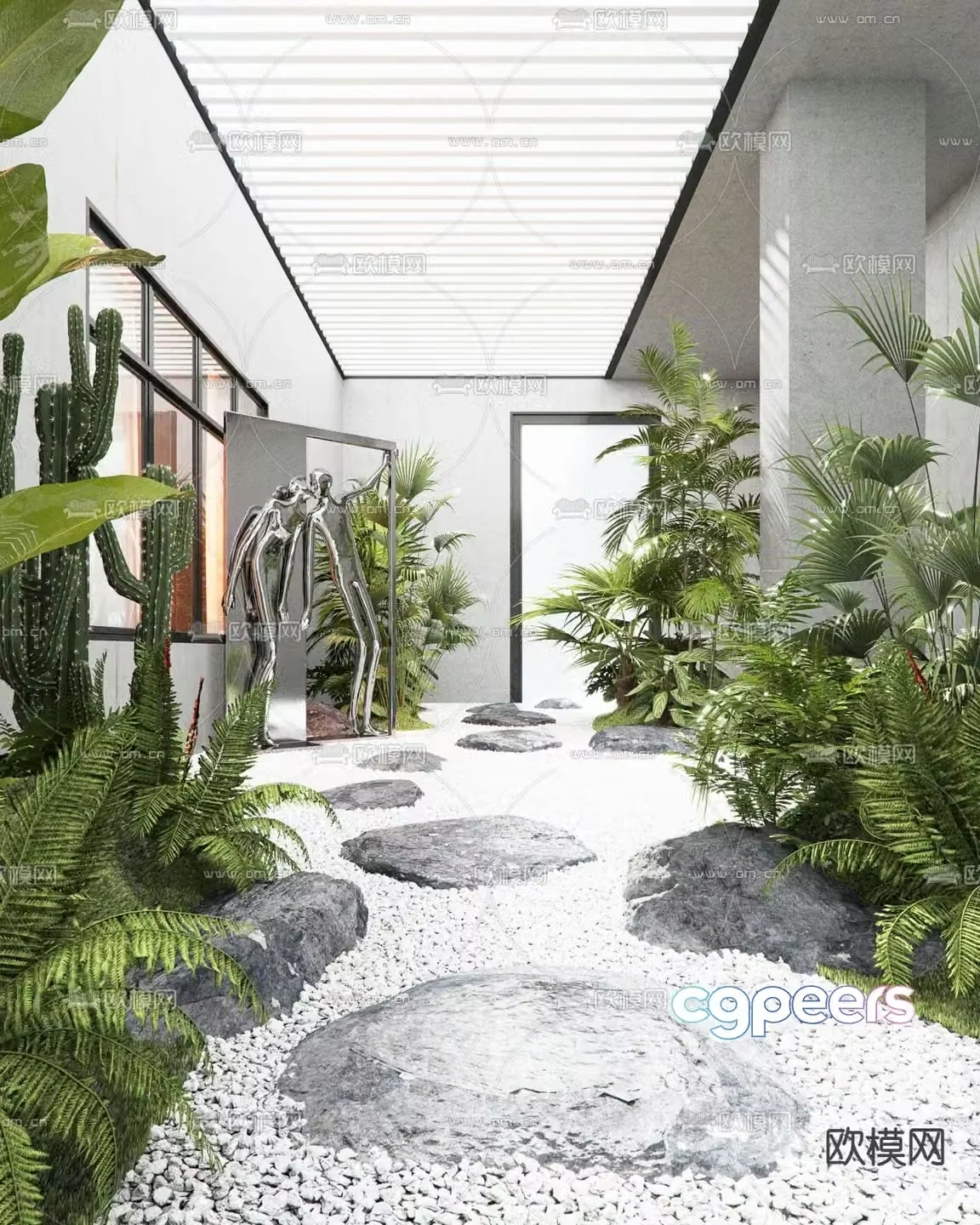 Indoor landscape landscaping aisle landscaping 3D model