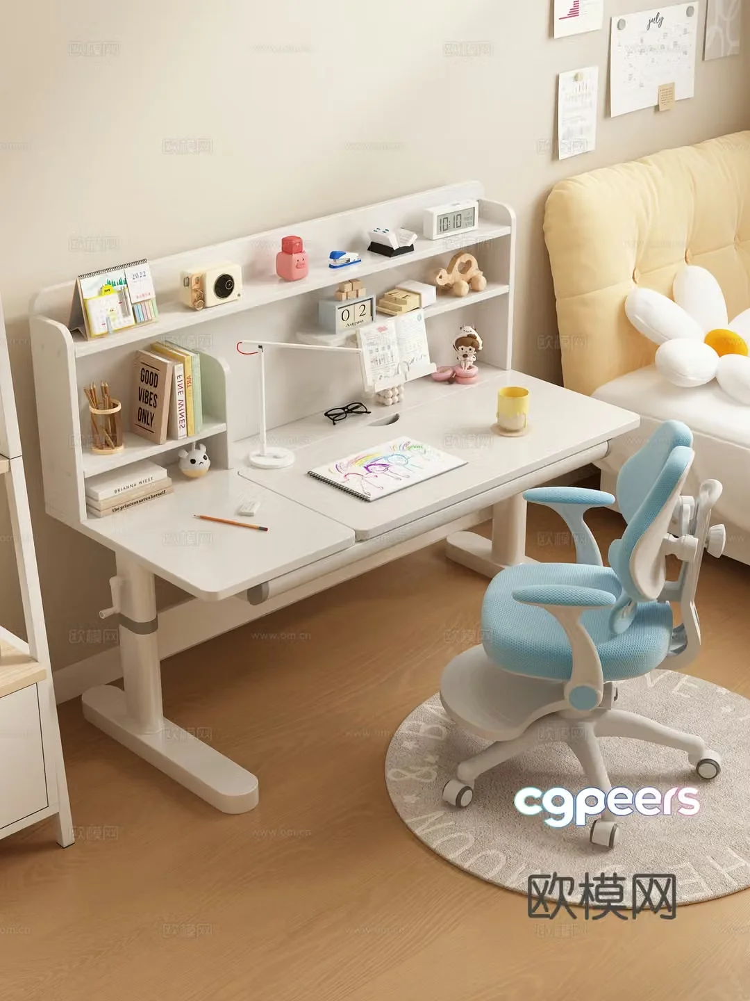 Modern children’s learning tables and chairs lifting tables and chairs student desks desks and chairs learning stationery 3D model