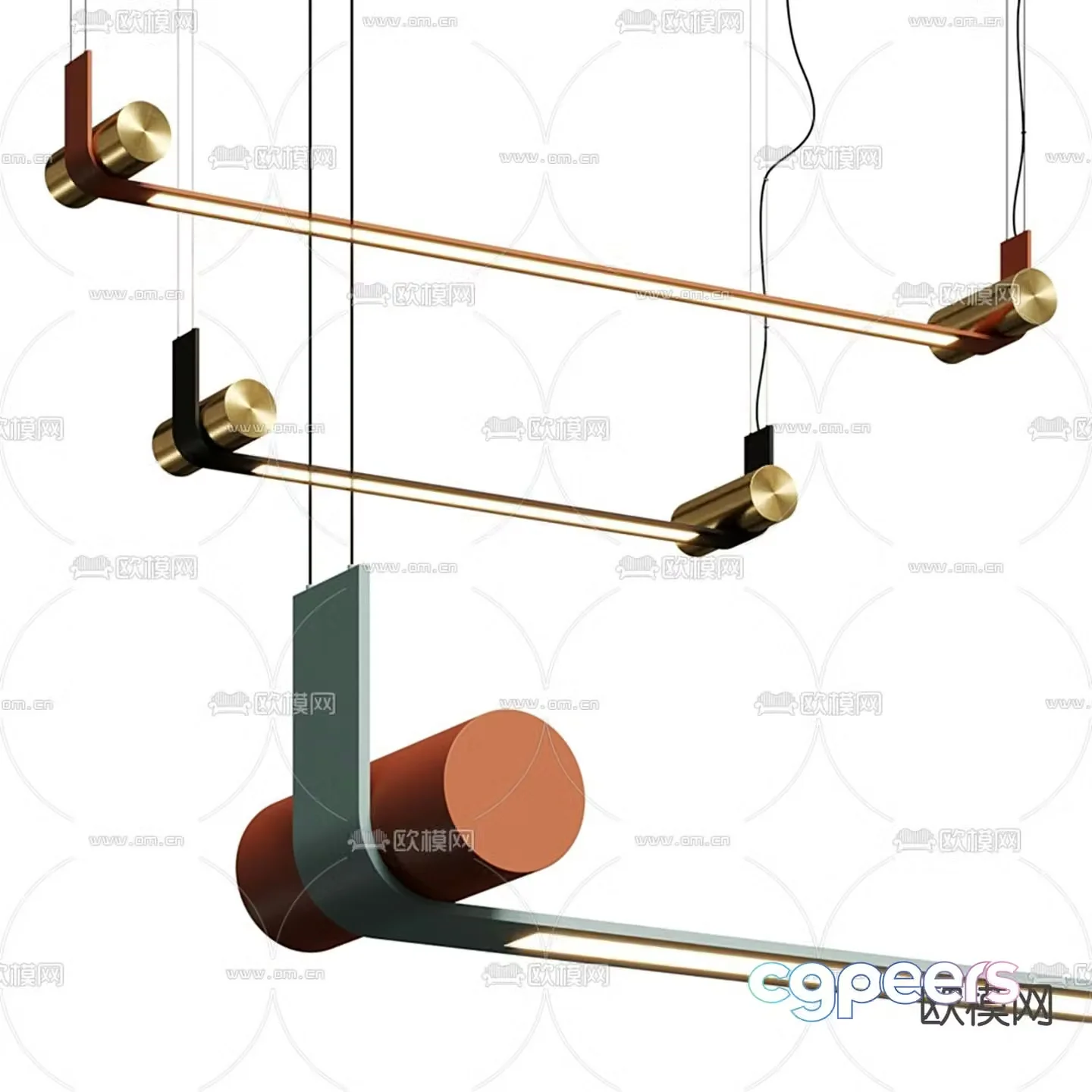 Natuzzi modern metal strip chandelier 3d model