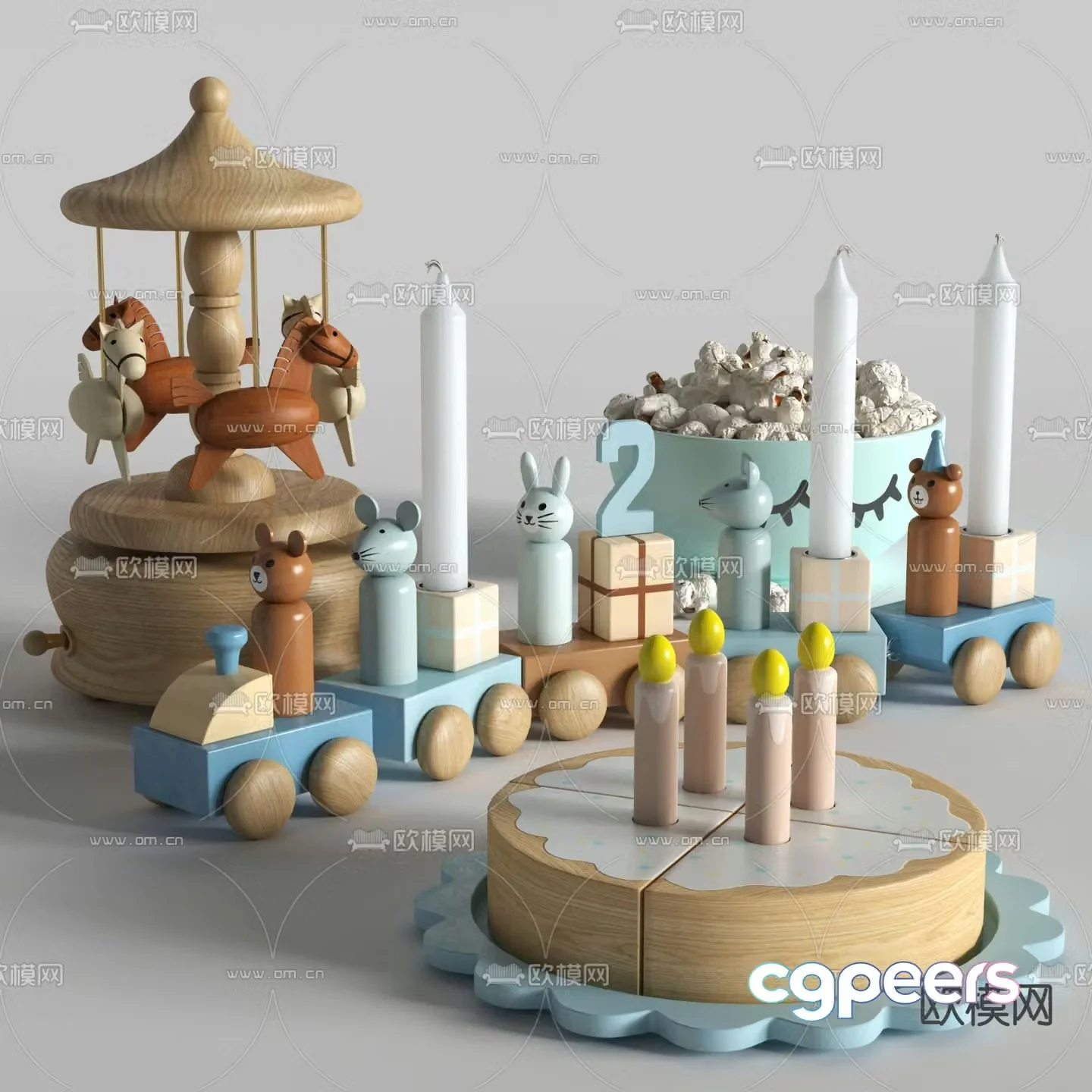 Children’s toy train cake race 3d model