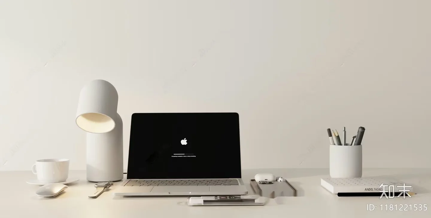 Modern Minimalist Workspace 3D Model – 14873 – VRAY Render