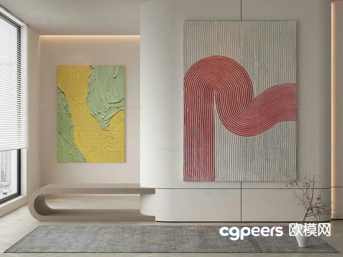 Modern texture painting decorative painting 3d model