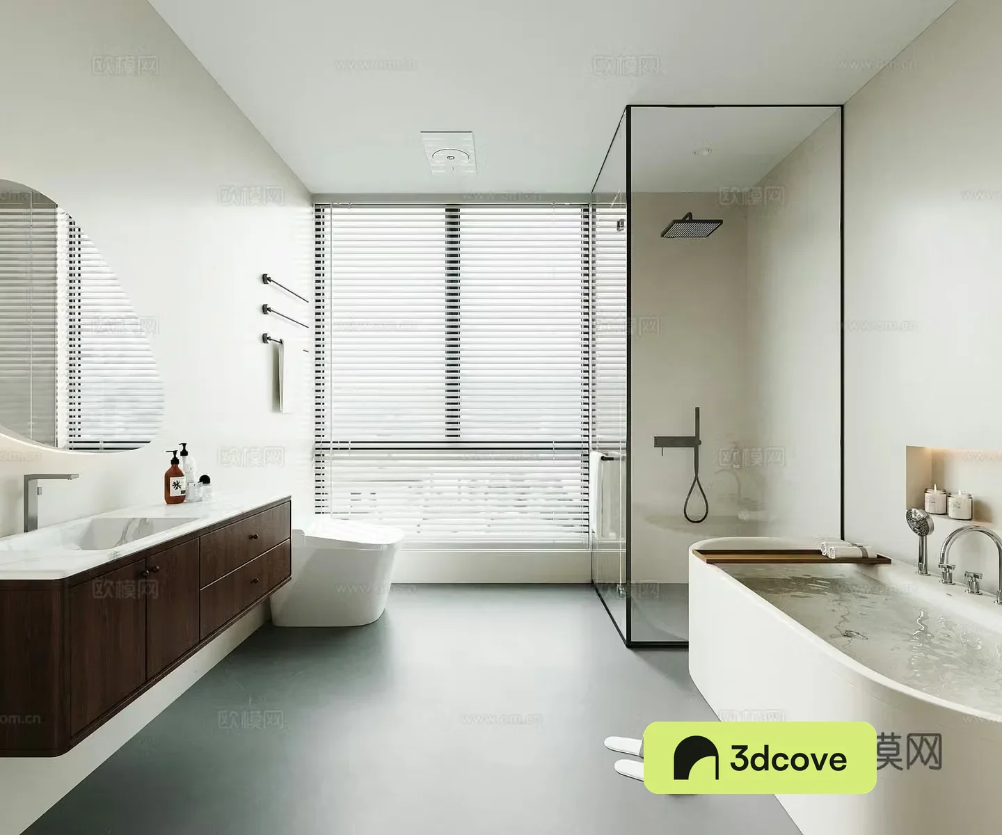 Middle-aged bathroom cabinet bathtub 3d model