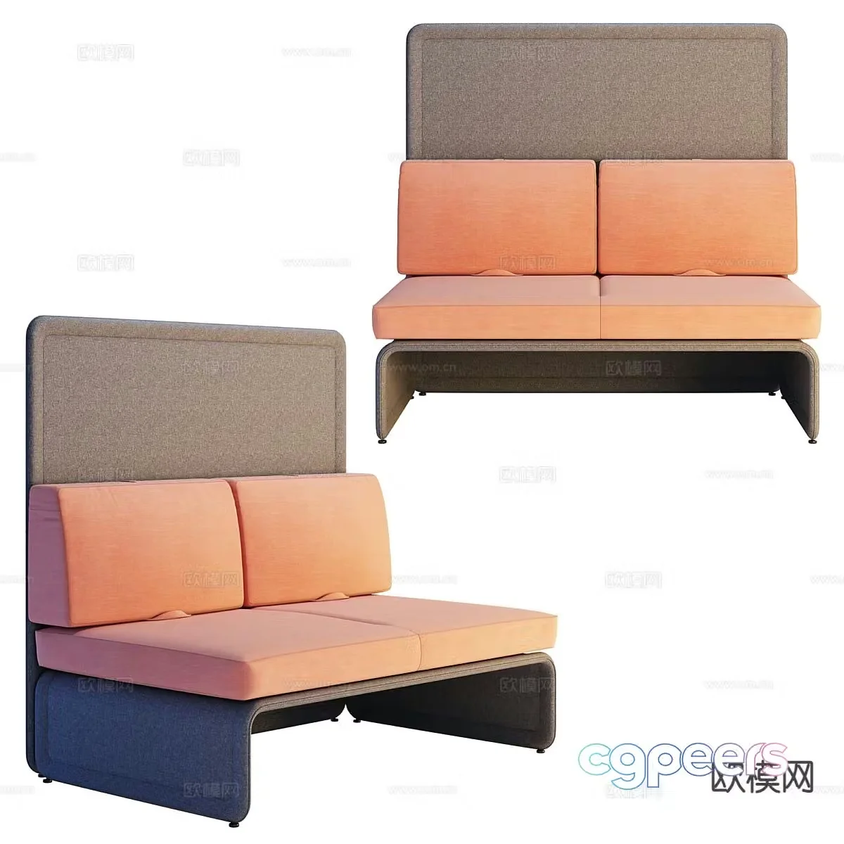 Modern double sofa 3d model