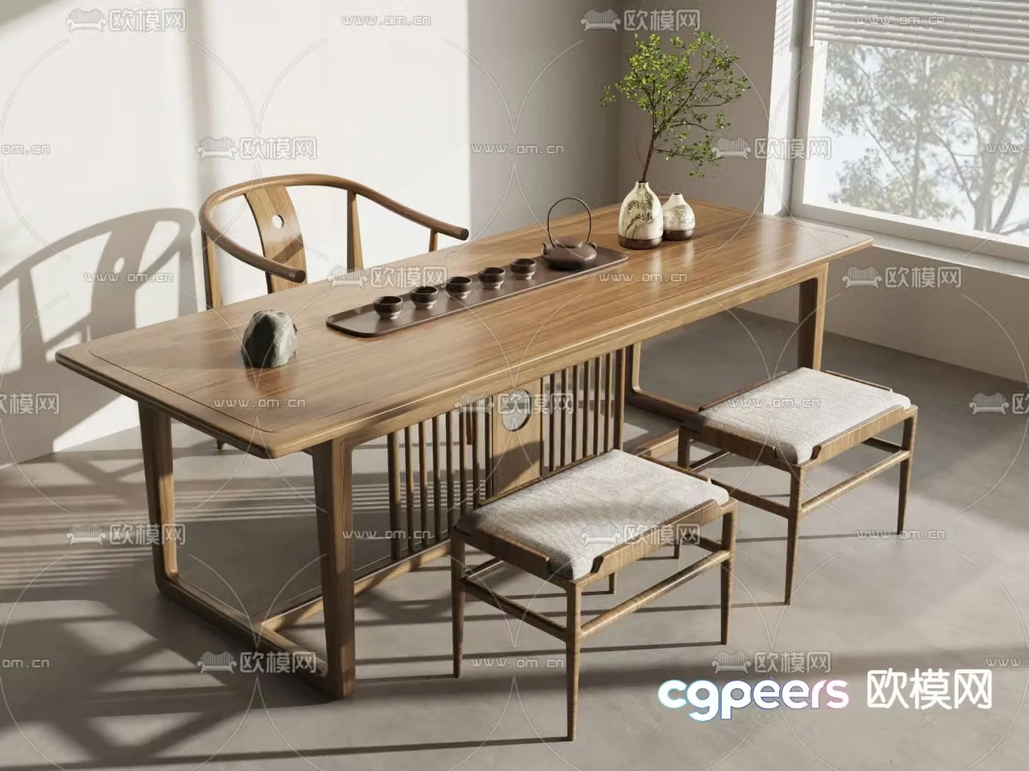 New Chinese style tea table tea table 3d model