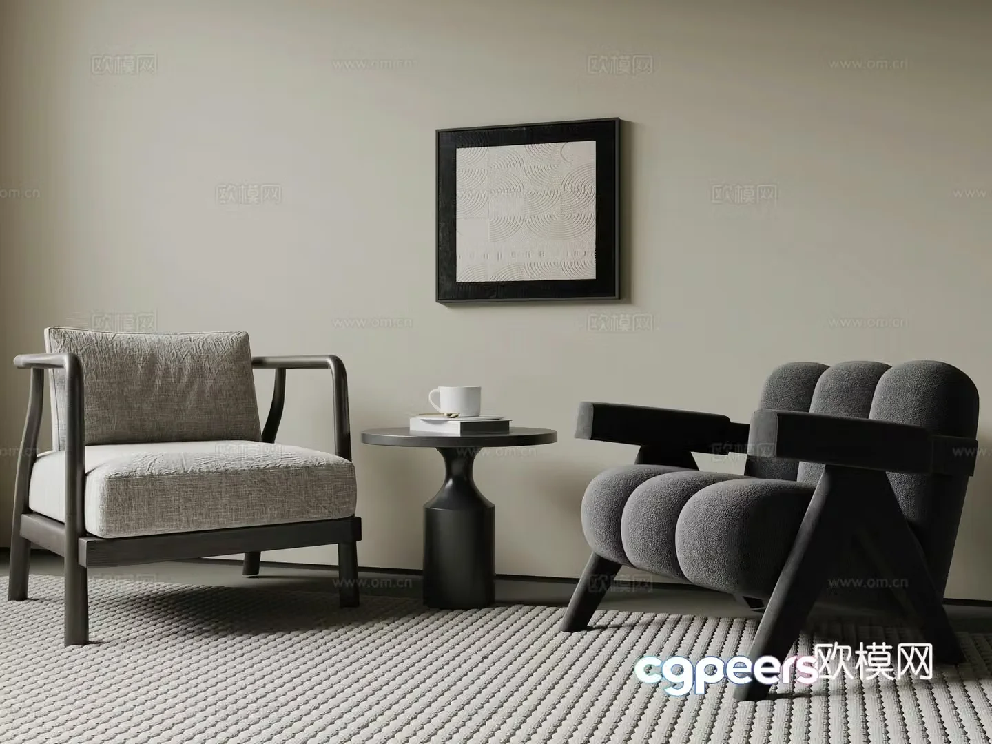 Modern fabric leisure chair armchair 3d model