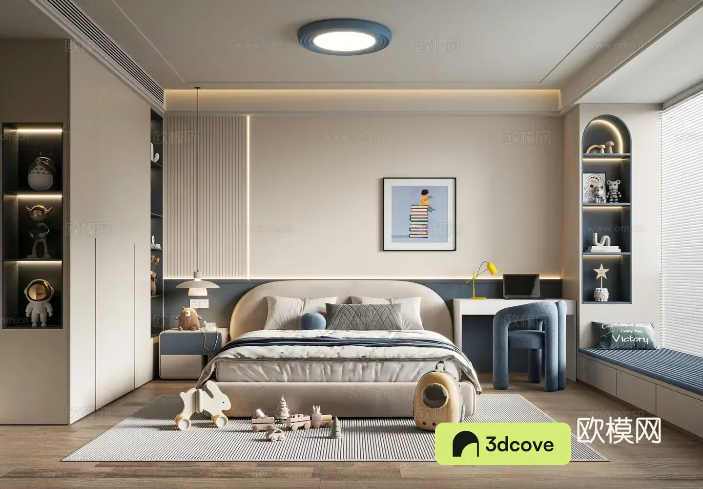 Now creamy children’s room boys room children’s double bed children’s wardrobe children’s desk and chair