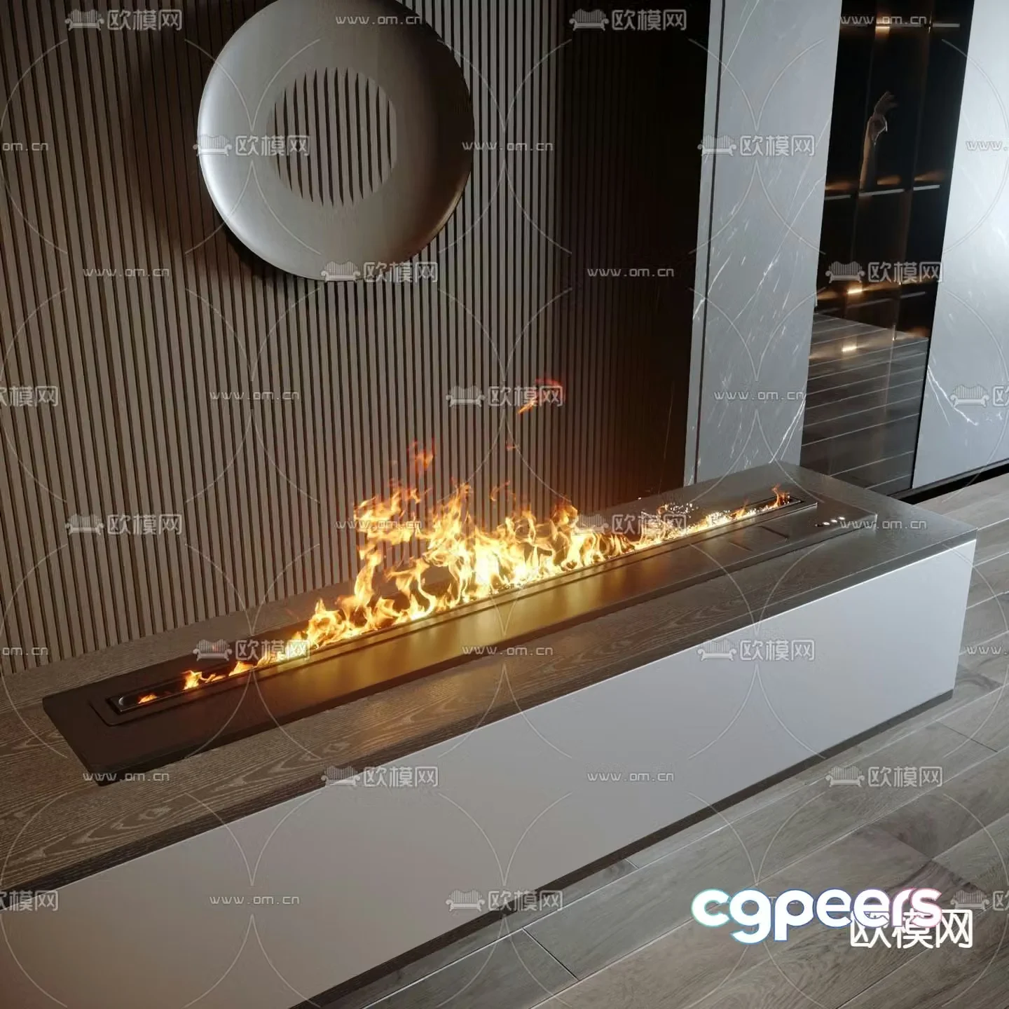 Recessed fireplace Flame 3d model
