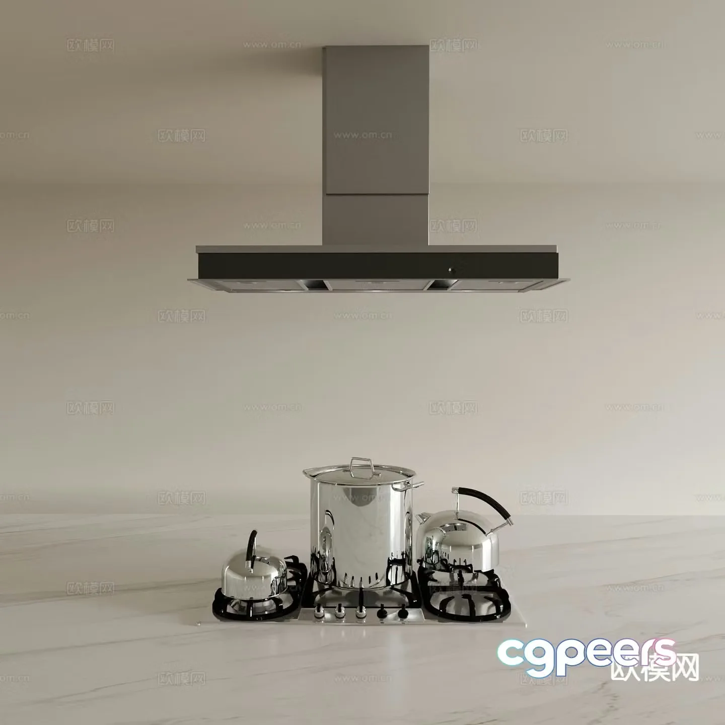 gas stove stove range hood 3d model
