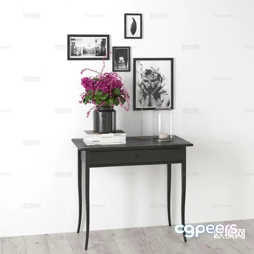 Modern plant hanging painting table entrance desk 3D model
