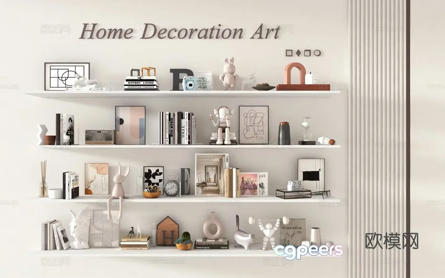 Decorative ornaments combination Art ornaments sculpture ornaments Light luxury ornaments books and books Decorative hanging paintings 3D model