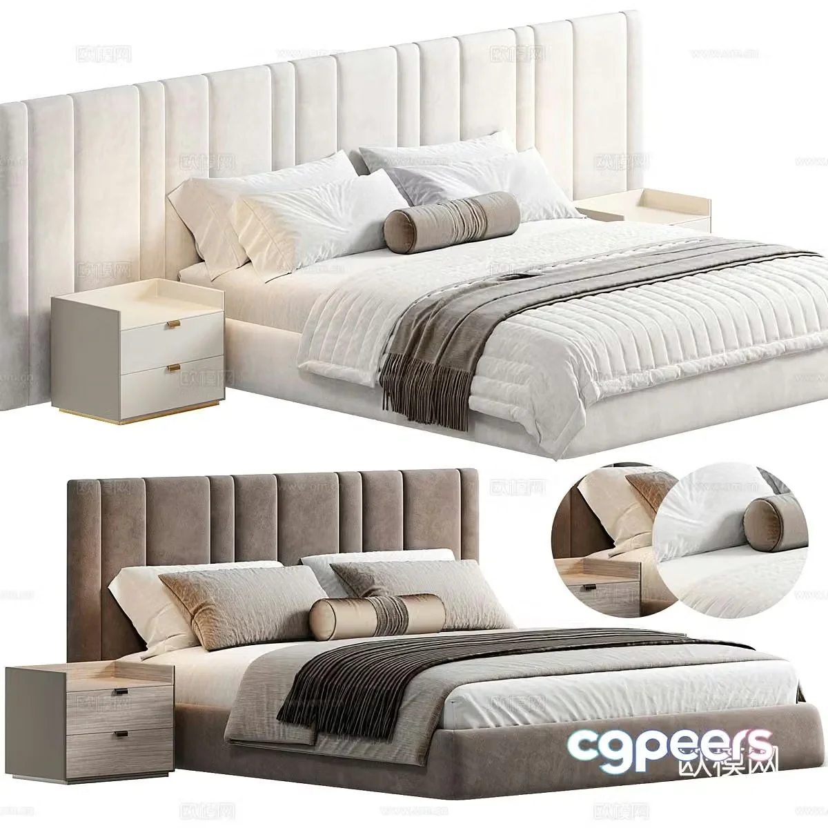 Modern double bed 3d model