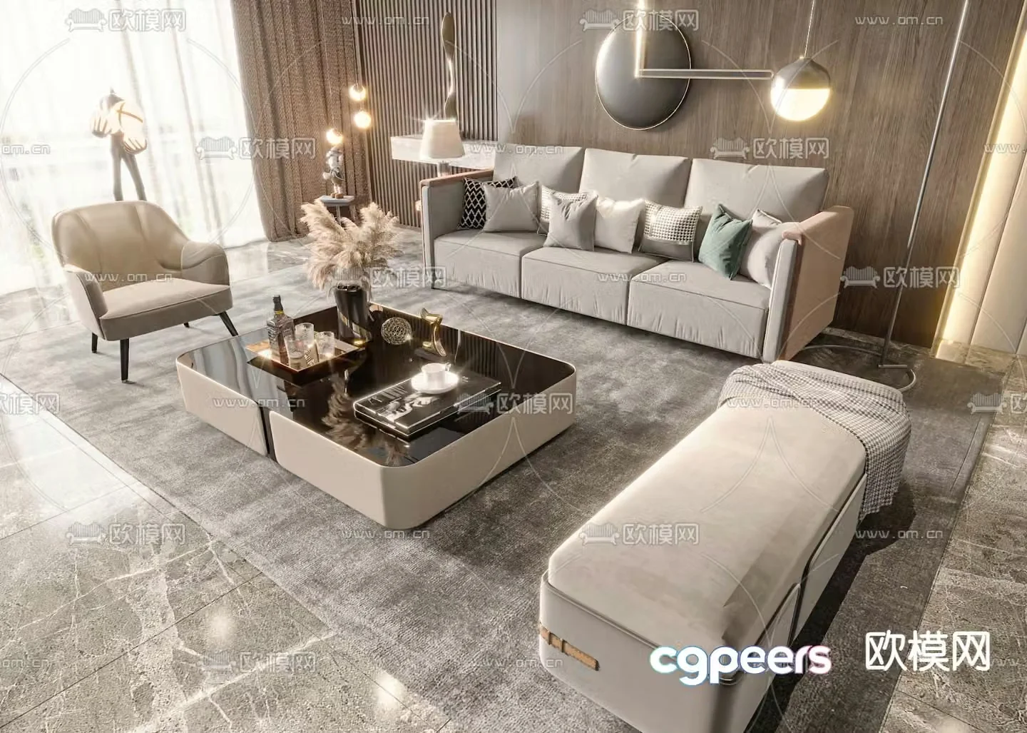 Modern sectional sofa 3d model