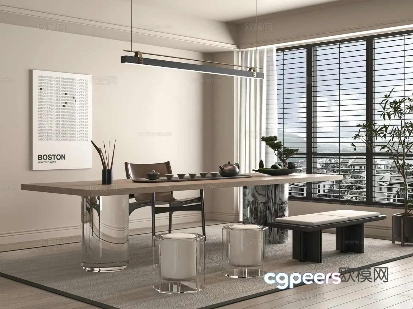 Modern tea table and chair 3d model