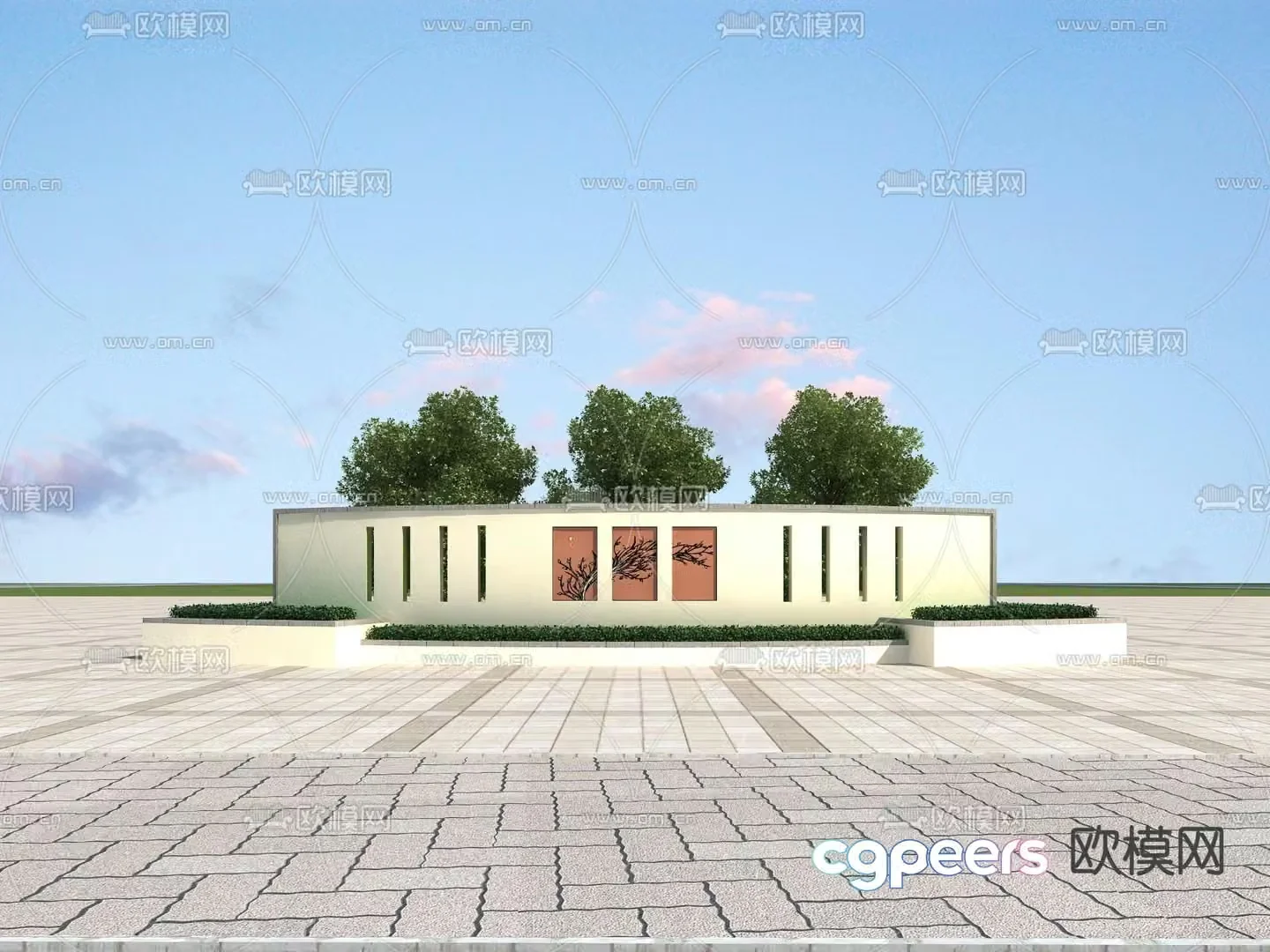 Scenery Wall Sketch Cultural Wall 3D Model