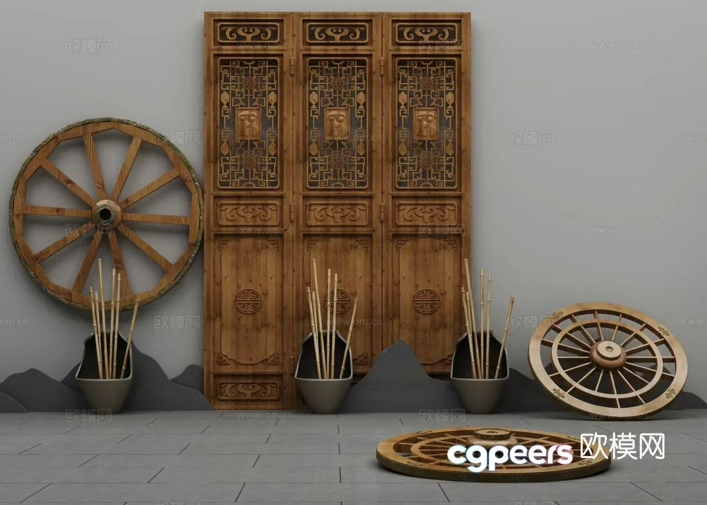 Wheel six-door combination 3D model