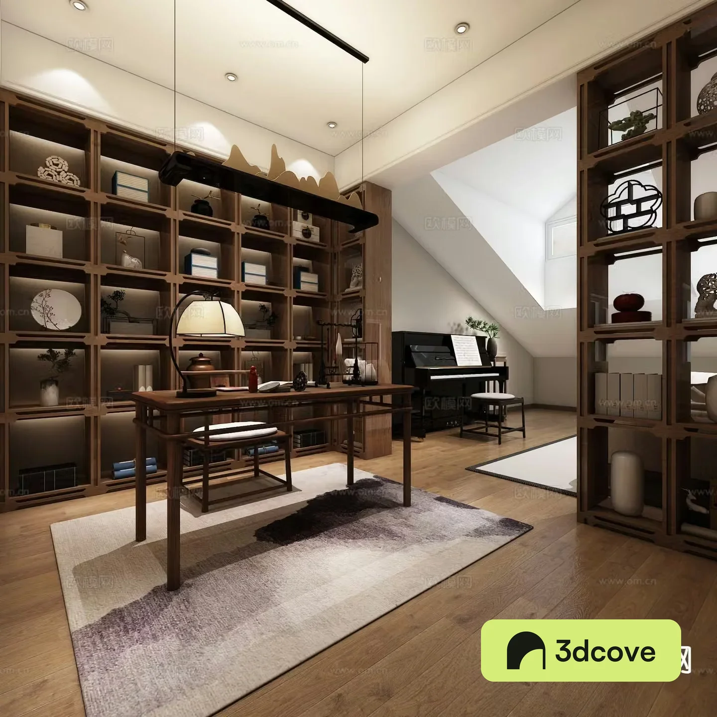 New Chinese style study loft