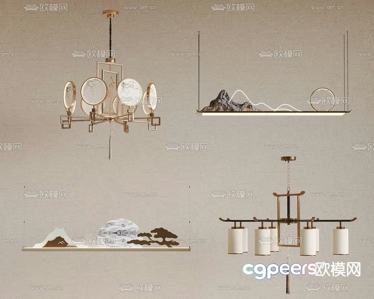 New Chinese chandelier 3D model