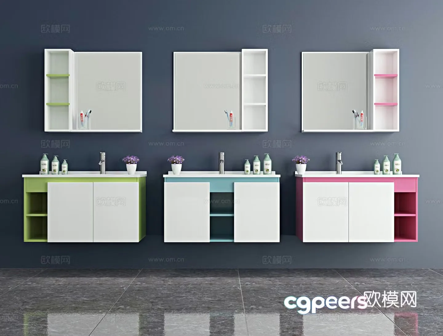 Modern color matching bathroom cabinet bathroom cabinet 3d model